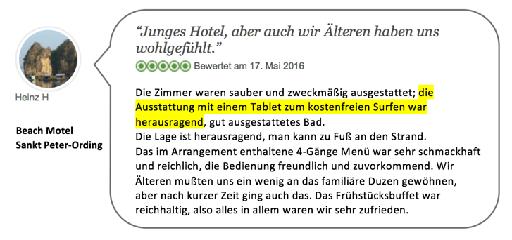 Mit SuitePad verbessern Häuser wie das Beach Motel St- Peter-Ording ihre TripAdvisor Bewertungen