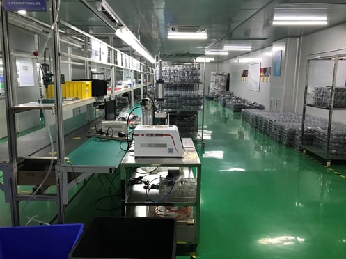 The assembly line at the SuitePad factory in Shenzhen, China