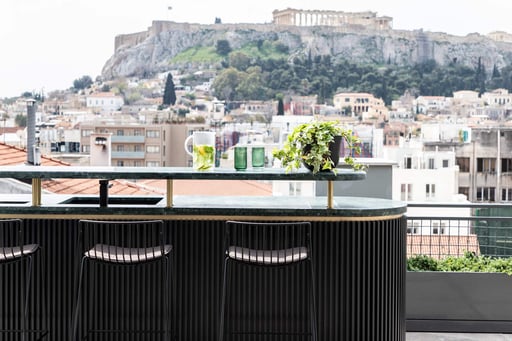 Image of the Athens Acropolis from the Peiranth Hotel bar.