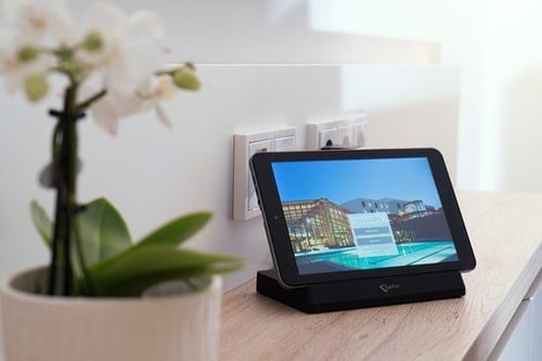 SuitePad tablet placed in hotel room