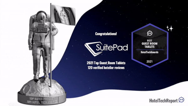 SuitePad Trophäe als bestes In-Room Tablet von HotelTechReport