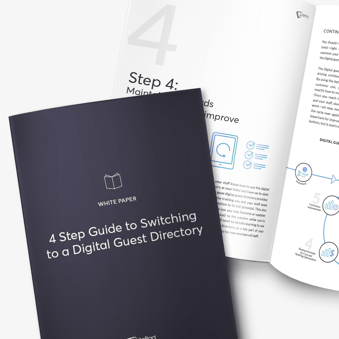 An image of the white paper: 4 step guide to switching to a digital guest directory