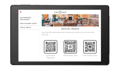 Ein Modell der SuitePad-Tablets für Hotelzimmer mit QR-Code-Funktion