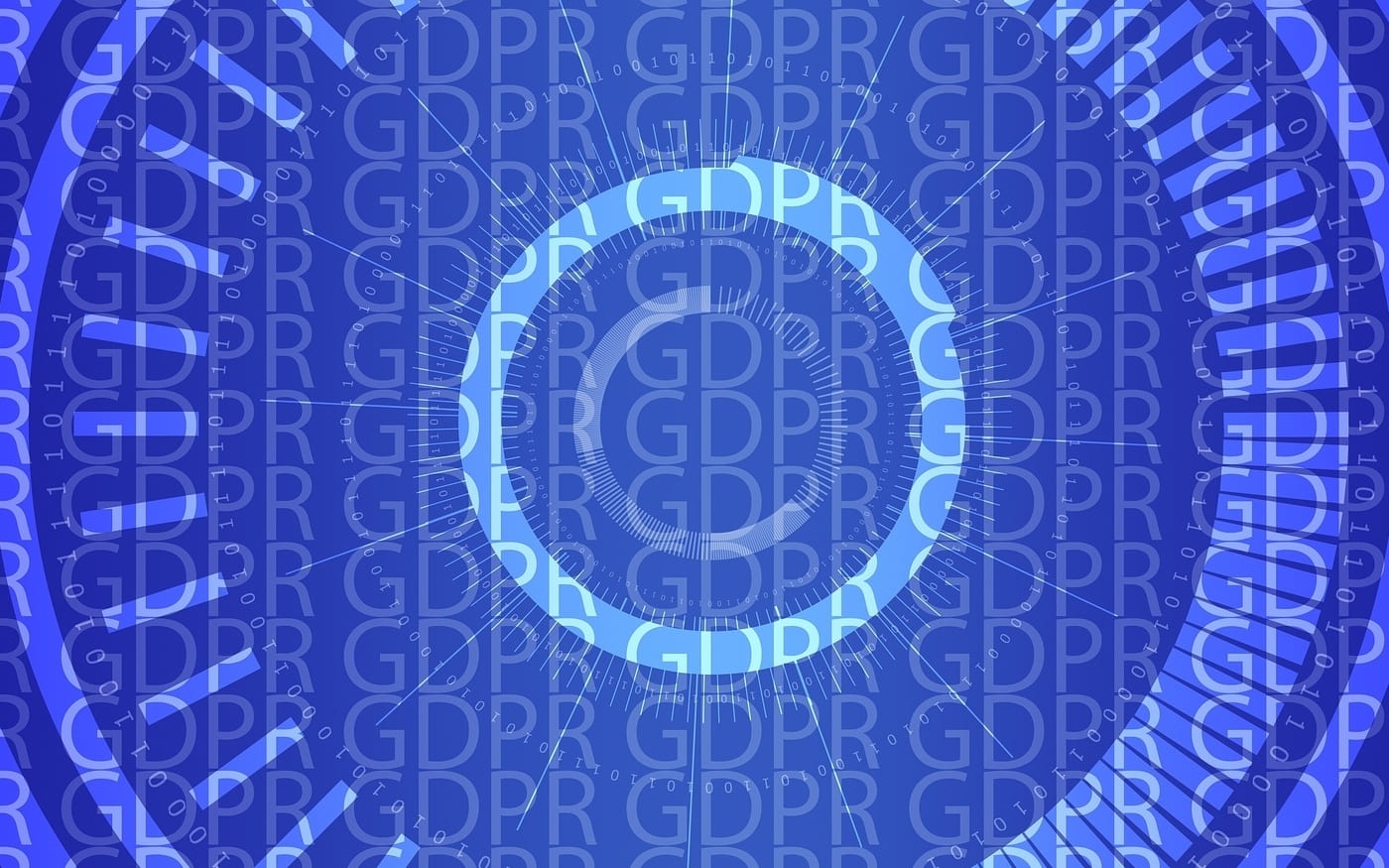 GDPR on blue background with circles